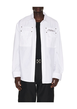 OFF-WHITE Type Arrow Overshirt in White. Size 46. Also in 48, 50, 52, 54.