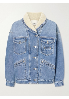 ISABEL MARANT - Pimia Plush-trimmed Denim Jacket - Blue - FR 34,FR 36,FR 38,FR 40,FR 42