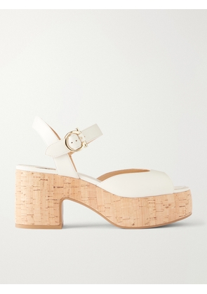 Ferragamo - Nerea 90 Leather Platform Sandals - Neutrals - US5,US5.5,US6,US6.5,US7,US7.5,US8,US8.5,US9,US9.5,US10,US10.5,US11