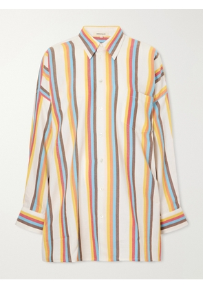 Marrakshi Life - The Oversized Striped Cotton-poplin Shirt - Brown - xx small,x small,small,medium,large,x large