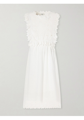 Sea - Eleannora Lace-trimmed Cotton-voile Midi Dress - White - xx small,x small,small,medium,large,x large
