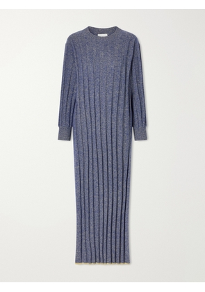 The Elder Statesman - Ribbed Cashmere Maxi Dress - Blue - x small,small,medium,large
