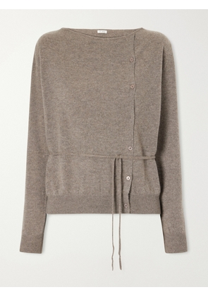 ST. AGNI - Asymmetrical Belted Cashmere Cardigan - Metallic - xx small,x small,small,medium,large,x large
