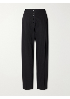ST. AGNI - Pleated Wool Wide-leg Pants - Black - xx small,x small,small,medium,large,x large