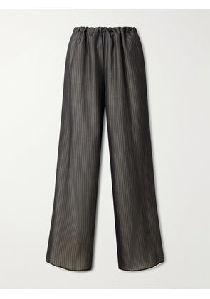 KALLMEYER - Cairo Striped Silk And Cotton-poplin Wide-leg Pants - Black - x small,small,medium,large