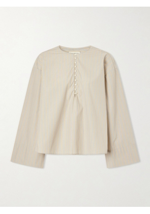 KALLMEYER - Marguerite Striped Cotton-poplin Blouse - Neutrals - x small,small,medium,large,x large