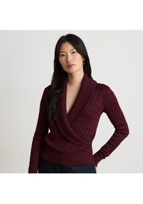 Cable Cotton-Blend Shawl-Collar Jumper