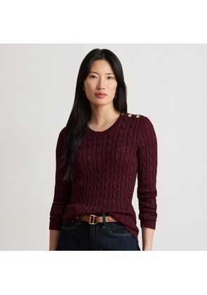 Petite - Button-Trim Cable-Knit Jumper