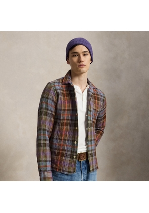 Classic Fit Plaid Waffle Camp Shirt