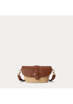 Small Lynden Straw-Leather Shoulder Bag
