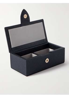 Smythson - Panama Cross-Grain Leather Cufflinks Box - Men - Blue