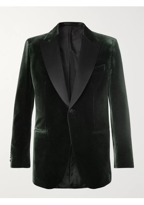 Brioni - Dark-Green Slim-Fit Silk Satin-Trimmed Cotton and Silk-Blend Velvet Tuxedo Jacket - Men - Green - IT 48