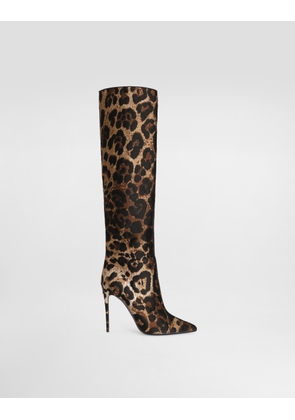 Dolce & Gabbana Leo Jacquard Boots - Woman Boots And Booties Animal Print 35.5