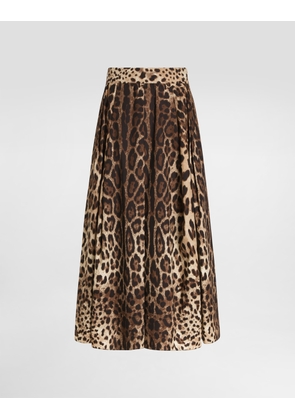 Dolce & Gabbana Leo-print Poplin Skirt - Woman Skirts Animal Print 38