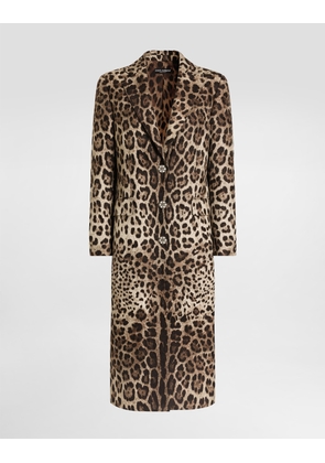 Dolce & Gabbana Leo-print Brocade Single-breasted Coat With Jewel Buttons - Woman Coats And Jackets Animal Print 36