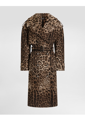 Dolce & Gabbana Double-breasted Leo-print Cotton Drill Coat - Woman Coats And Jackets Animal Print 38