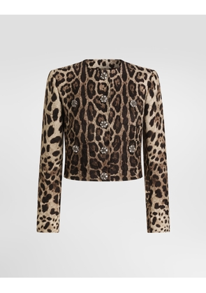 Dolce & Gabbana Leo-print Brocade Single-breasted Jacket With Jewel Buttons - Woman Coats And Jackets Animal Print 38