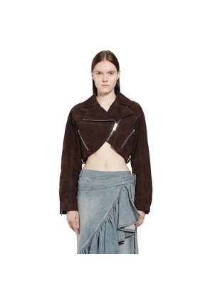 Suede Cropped Biker Jacket