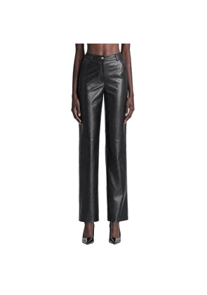 Nappa leather Barrel-leg Trousers
