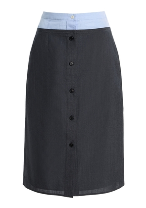 Prada Layered Poplin and Wool Midi Skirt - Moda Operandi