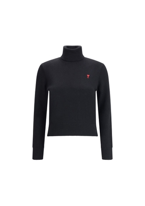 Ami Paris Black Merino Wool Turtleneck - L