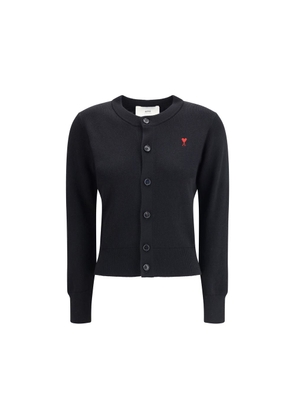 Ami Paris Black Merino Wool Cardigan - L