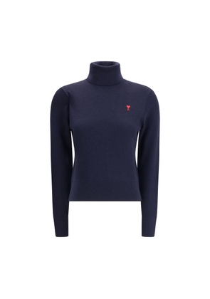 Ami Paris Blue Merino Wool Turtleneck - L