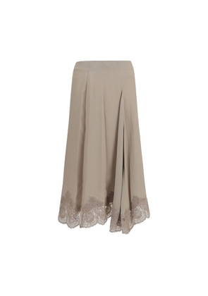 P.A.R.O.S.H. Beige Acetate Midi Skirt - S