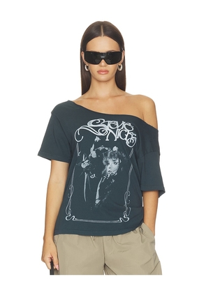 DAYDREAMER Stevie Nicks Bella Donna Off The Shoulder Tee in Black. Size XS. Also in M, L, XL.