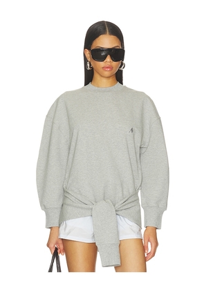 THE ATTICO Fleece Tie Sweatshirt in Grey. Size 36. Also in 38, 40.