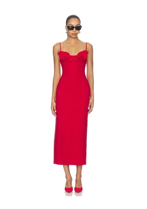 Magda Butrym Floral Applique Midi Dress in Red. Size 36. Also in 40.