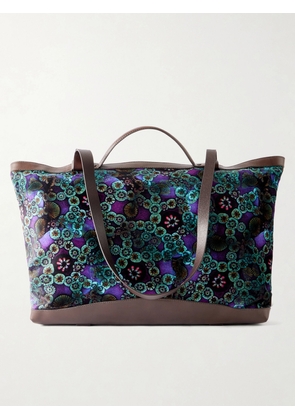 Dries Van Noten - Carter Printed Leather-trimmed Velvet Tote - Purple - One size