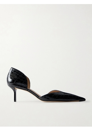 Victoria Beckham - Victoria Angle 55 Croc-effect Leather Pumps - Black - IT36,IT37,IT38,IT39,IT40,IT41