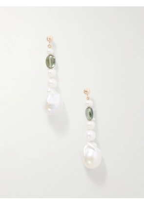 Loren Stewart - Poet 14-karat Gold, Pearl And Tourmaline Earrings - Neutrals - One size