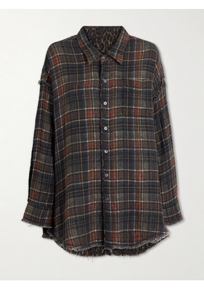 R13 - Checked Cotton Reversible Shirt - Brown - x small,small,medium,large
