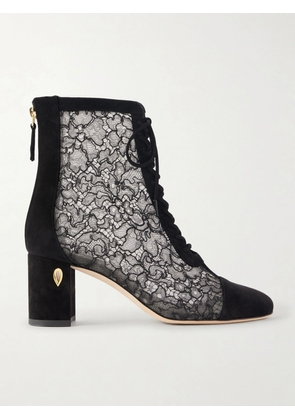 Jennifer Chamandi - Dan 65 Lace-trimmed Suede Ankle Boots - Black - IT36,IT36.5,IT37,IT37.5,IT38,IT38.5,IT39,IT39.5,IT40,IT40.5,IT41,IT41.5,IT42