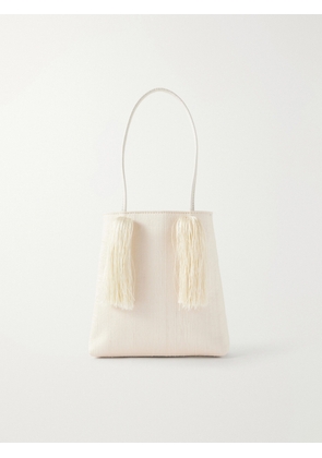 Le Sundial - Le Salon Tasseled Dupioni Clutch - Neutrals - One size