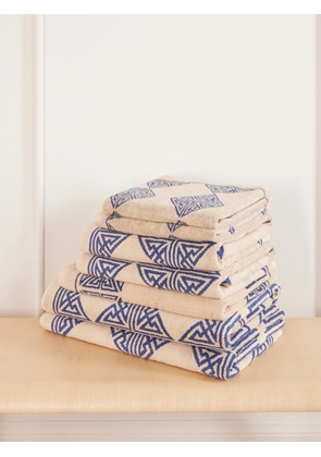 Autumn Sonata - Agnes Complete Set Of Seven Organic Cotton-terry Towels - Blue - One size
