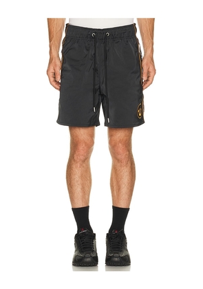 True Religion Mesh Block Satin Shorts in Black. Size S. Also in M, L, XL/1X.