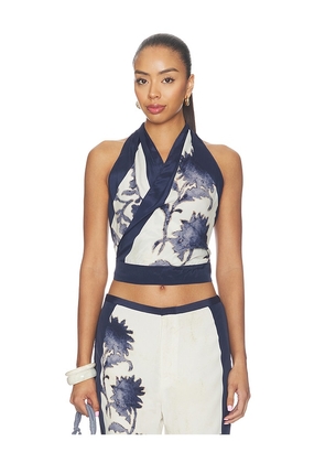 SIR. Phillipa Halter Scarf Top in Navy. Size XS-S. Also in M-L.