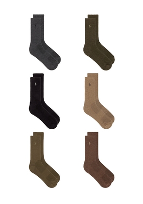 Polo Ralph Lauren Performance Cotton Crew Socks 6-Pack in Multi.