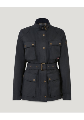 Belstaff Women's Trialmaster Icon Jacket Waxed Cotton Dark Navy Size Uk 4