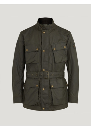 Belstaff Men's Trialmaster Icon Jacket Waxed Cotton Faded Olive Size Uk 34