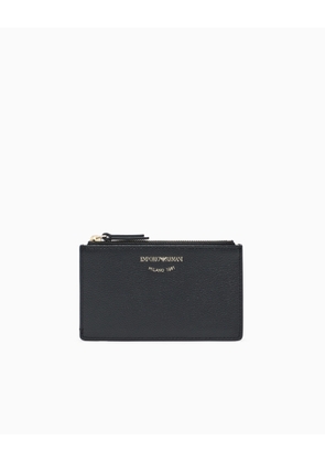 Zipped, tumbled-leather card holder