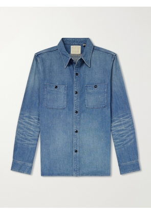 FULLCOUNT - Distressed Denim Shirt - Men - Blue - UK/US 36