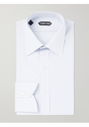 TOM FORD - Striped Cotton-Poplin Shirt - Men - Blue - EU 39