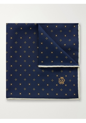 Dunhill - Floral-Jacquard Silk Pocket Square - Men - Blue