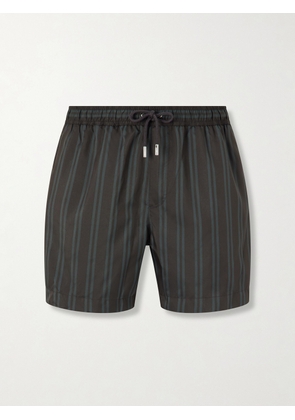 Mr P. - Straight-Leg Mid-Rise Striped Swim Shorts - Men - Brown - XS