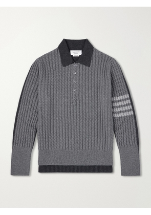 Thom Browne - Knitted Merino Wool Polo Sweater - Men - Gray - 1