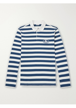Burberry - Logo-Embroidered Striped Cotton Polo Sweater - Men - Blue - S